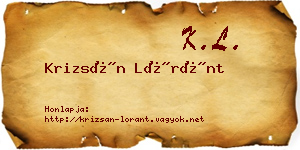 Krizsán Lóránt névjegykártya