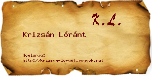 Krizsán Lóránt névjegykártya